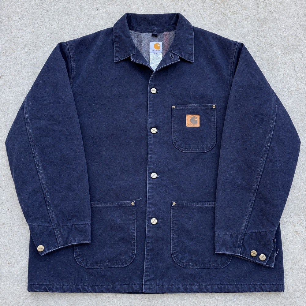Carhartt C58 MDT Midnight Blue Blanket Lined Chore Coat Jacket Mens XL USA Made